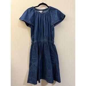Free Assembly 100% Cotton XS Denim Dress •‎ Flutter Sleeve Chambray Mini